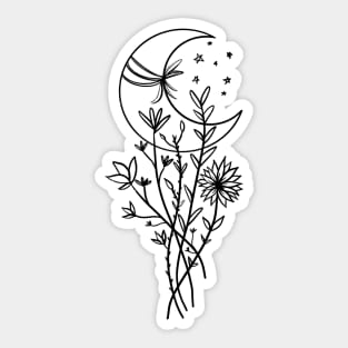 Flowers and Moon Sticker